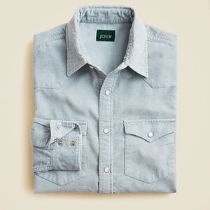 J Crew Western 14-wale corduroy shirt CM239 Size L Blue Pearl Buttons